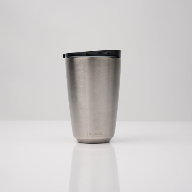 HuskeeSteel Cup & Lid - Brushed Steel