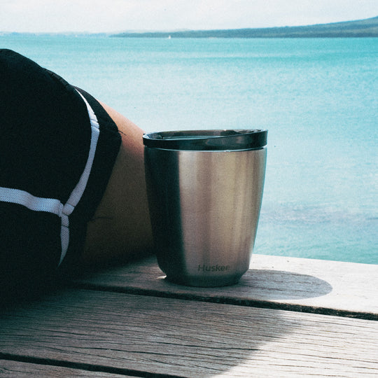 HuskeeSteel Cup & Lid - Brushed Steel