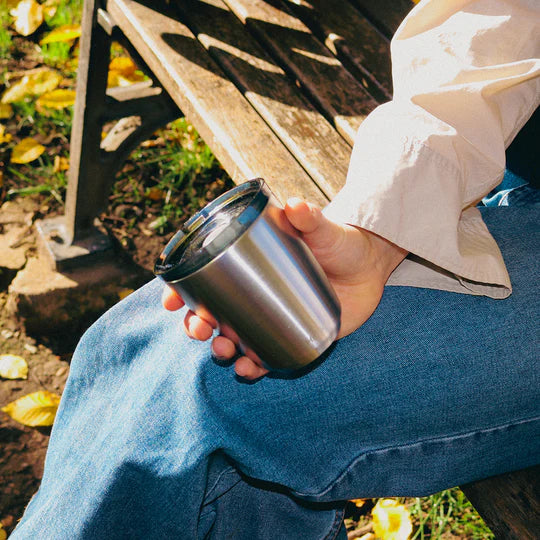 HuskeeSteel Cup & Lid - Brushed Steel