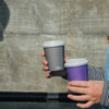 cement and purple hot cups